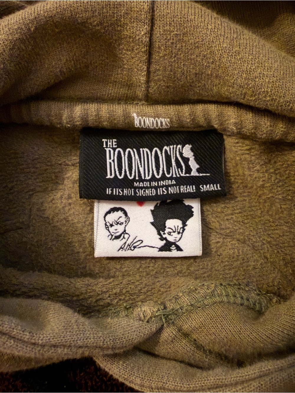The Boondocks Riley Huey deKryptic Men's Brown Hoodie Size S Chenille Patch - Picture 6 of 9